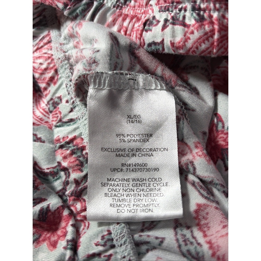 Flora Nikrooz Pajama Set Women XL Pink Green Floral Print Top & Pants Sleepwear - Picture 14 of 15